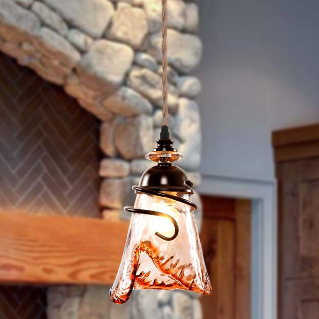 | 011066B 1za | RusticLightia, Llc 6″ Hand Blown Oil Rubbed Bronze Mini Pendant