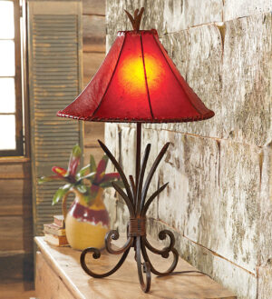Farmhouse Nightstand Lamps Iron Rawhide