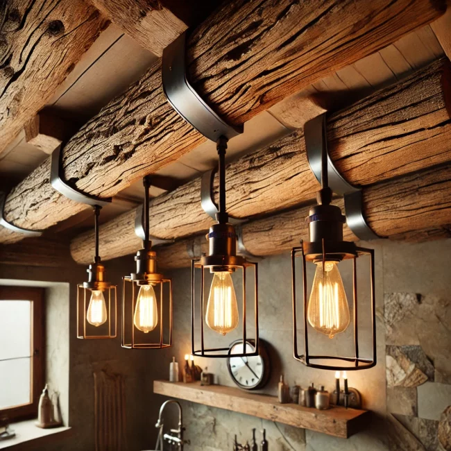 Bathroom With Wooden Beam Lights - 04