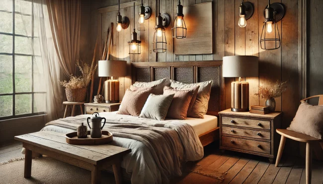 Bedroom With Incorporate Rustic Table Lamps - 05